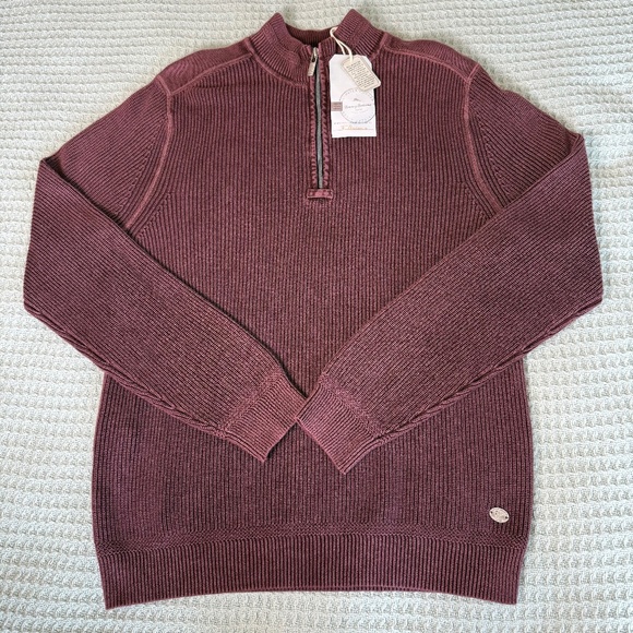 NWT Tommy Bahama New East River Half Zip Sweater Mens Medium Purple Shirt - Picture 1 of 7